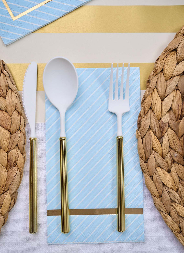 Villa Flatware White/Gold Handle S/24