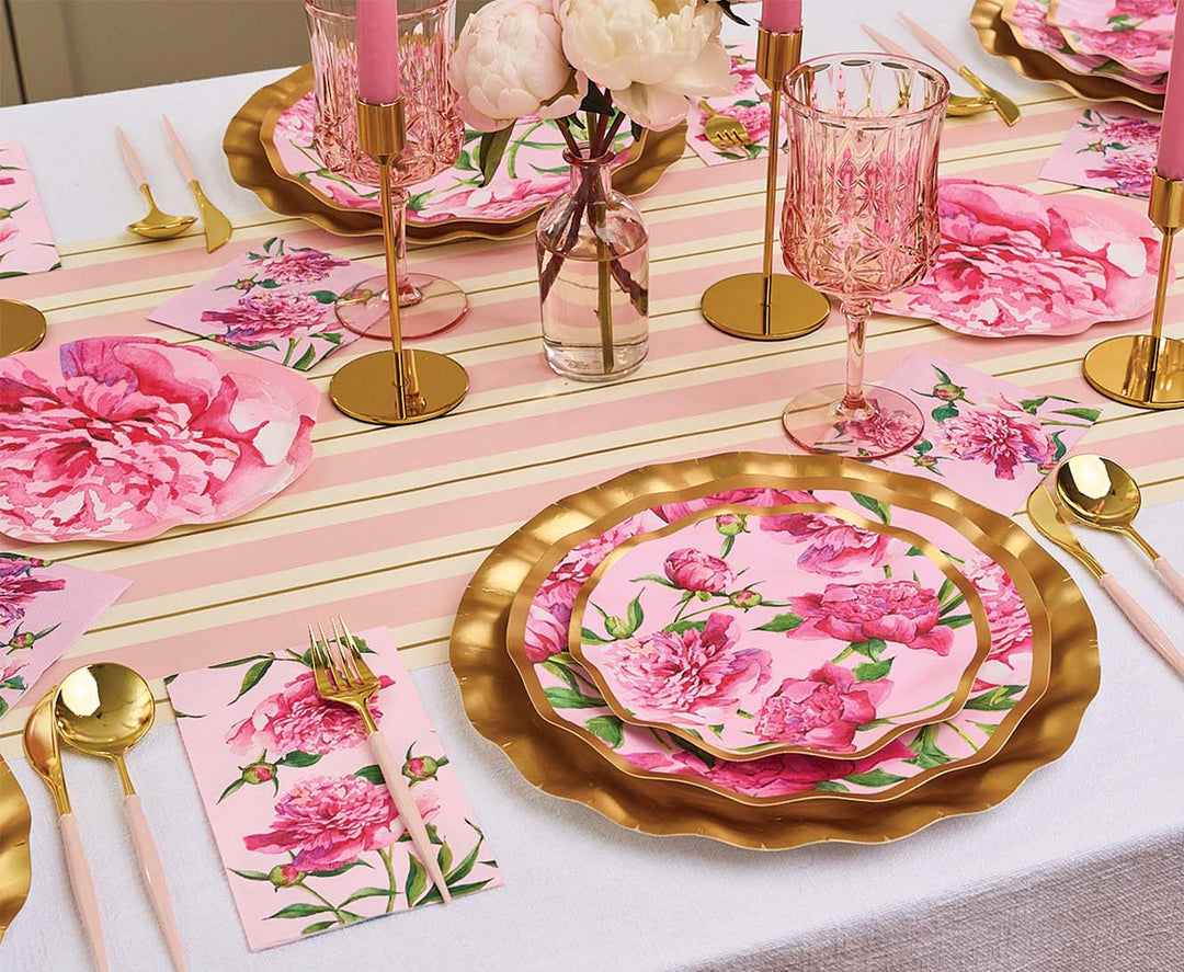 Peony Salad Plate Pink Peonies - 8pkg