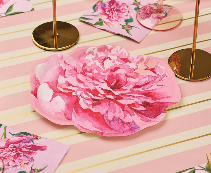 Peony Salad Plate Pink Peonies - 8pkg