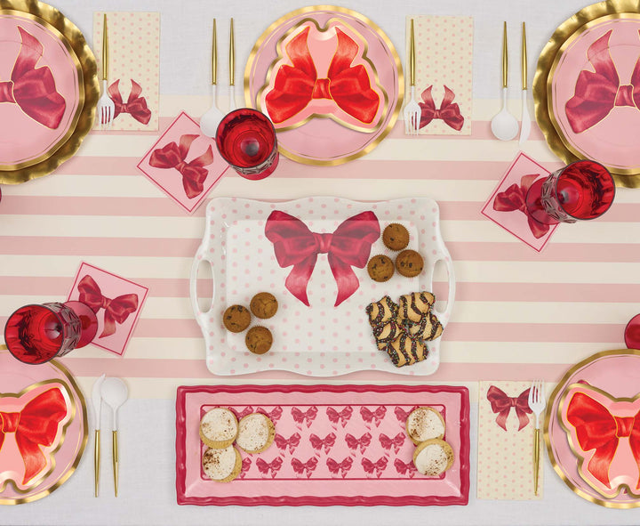 Pink Bows Assorted Die Cut Salad Plates/8pk