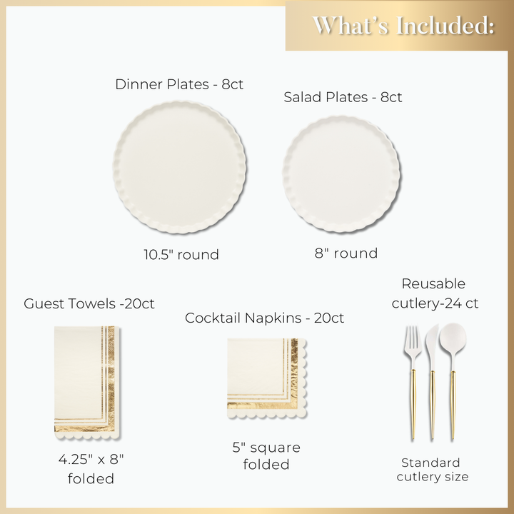 Eco Table Setting - White and Gold
