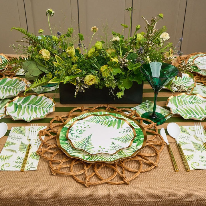 Fern & Foliage Table Setting For 8 Guests