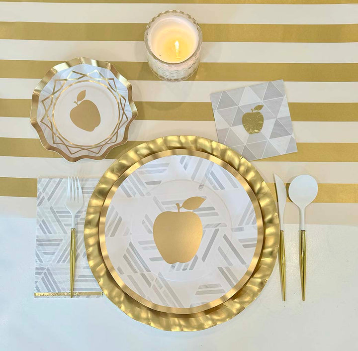 Satin Gold Wavy Paper Charger/8pk