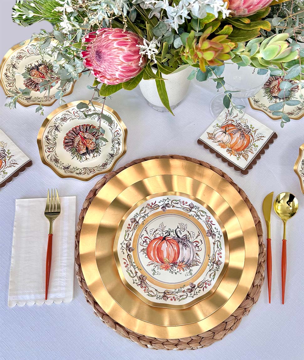 Turkey & Gourds: Thanksgiving Table for 16