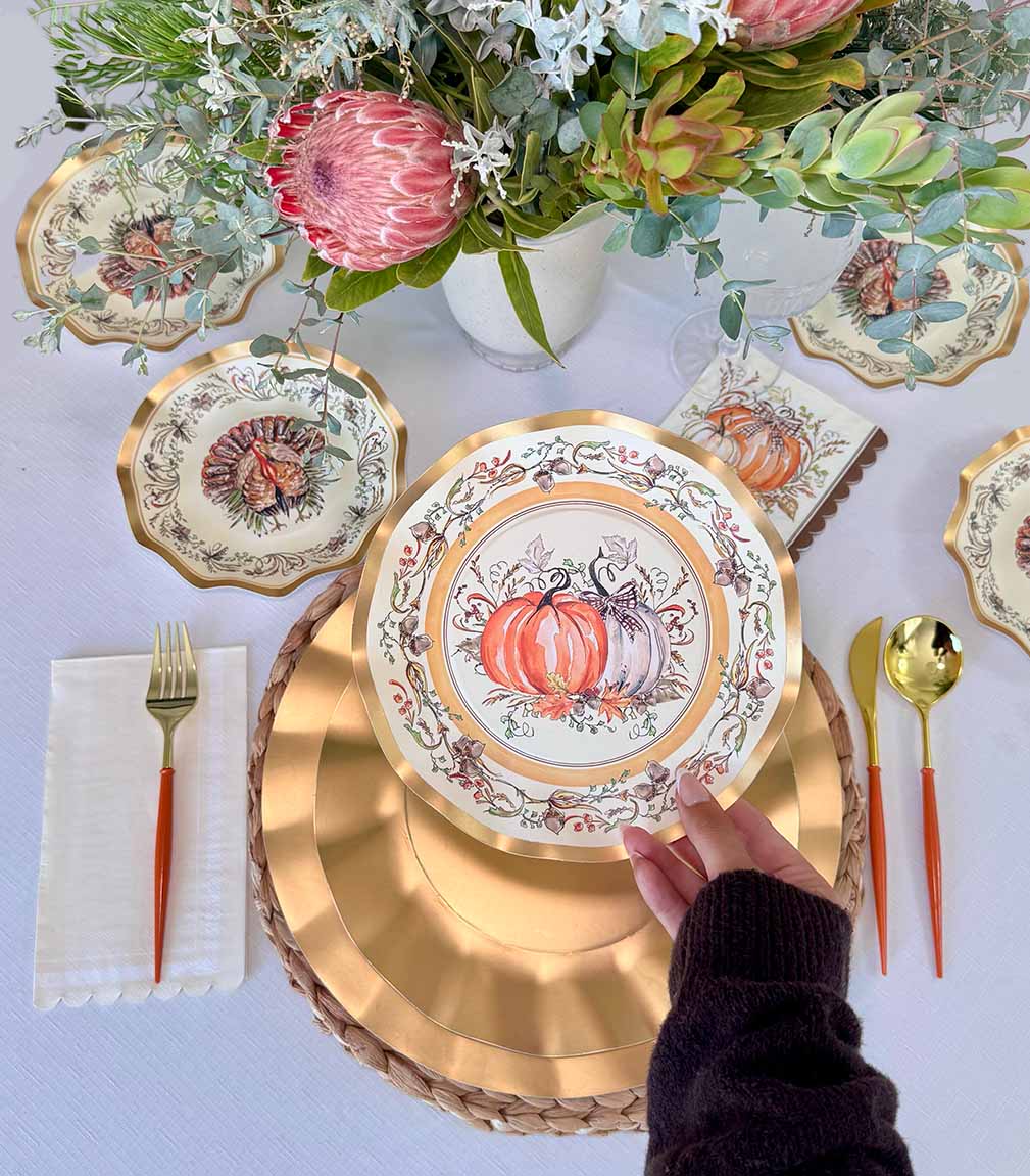 Turkey & Gourds: Thanksgiving Table for 16