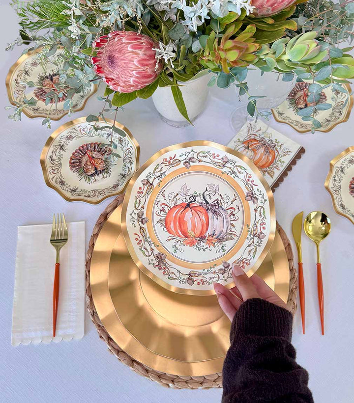 Turkey & Gourds: Thanksgiving Table for 16