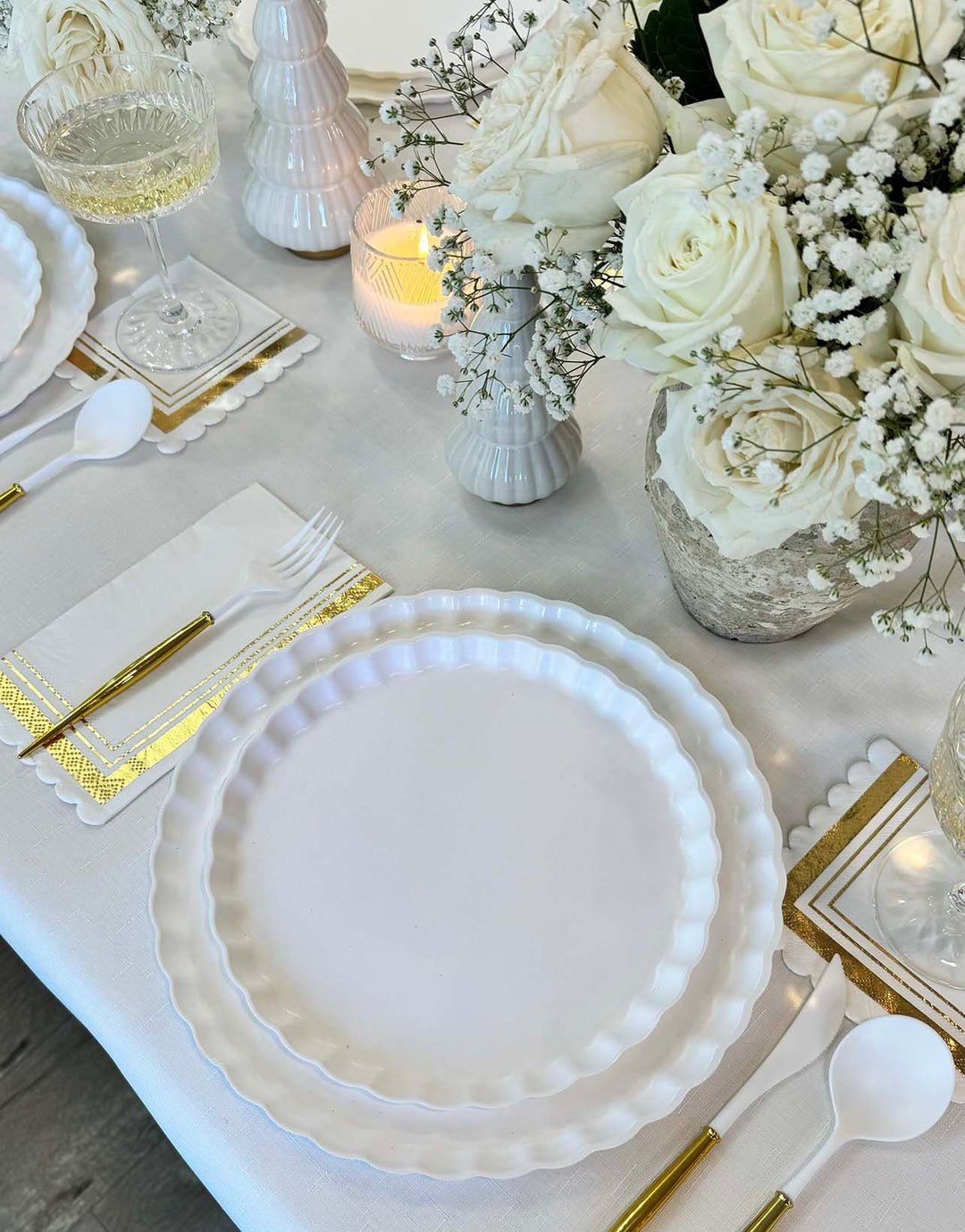 Eco Table Setting - White and Gold