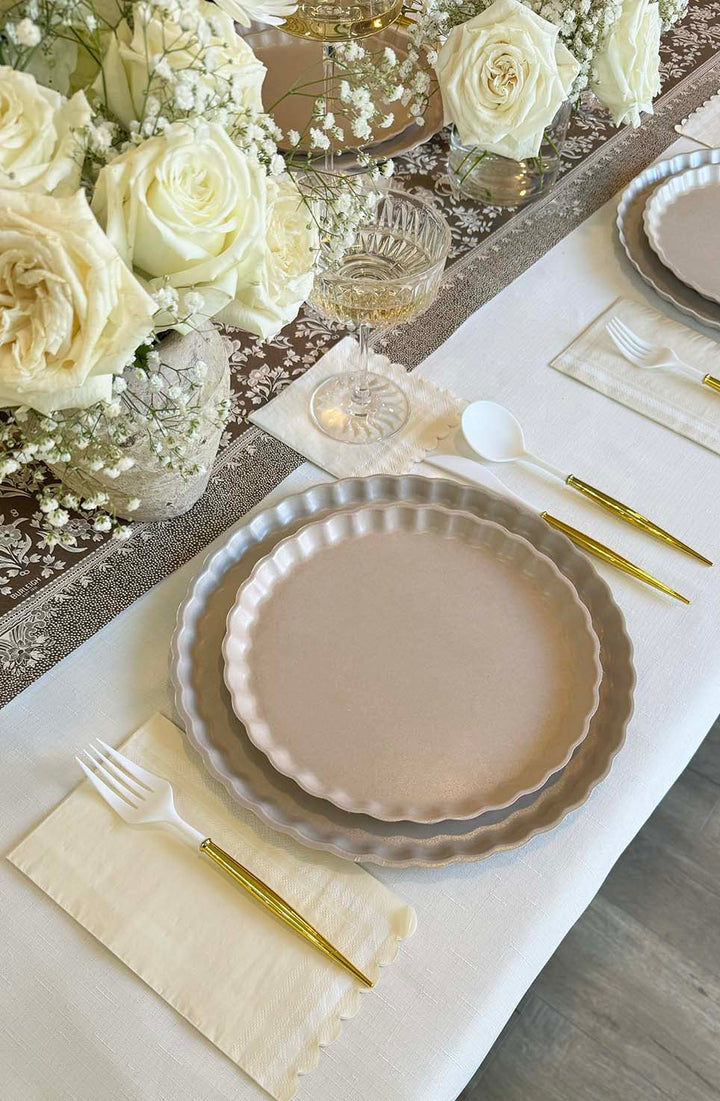 Royal Peacock Table Setting - Brown & Cream