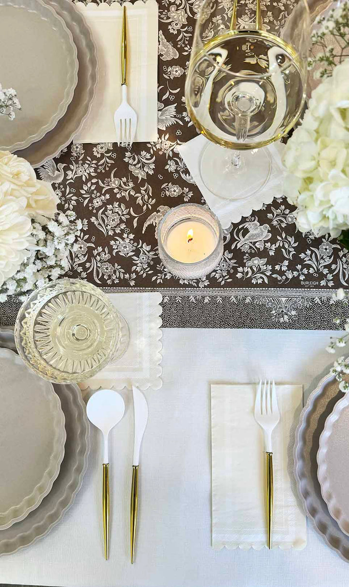Royal Peacock Table Setting - Brown & Cream