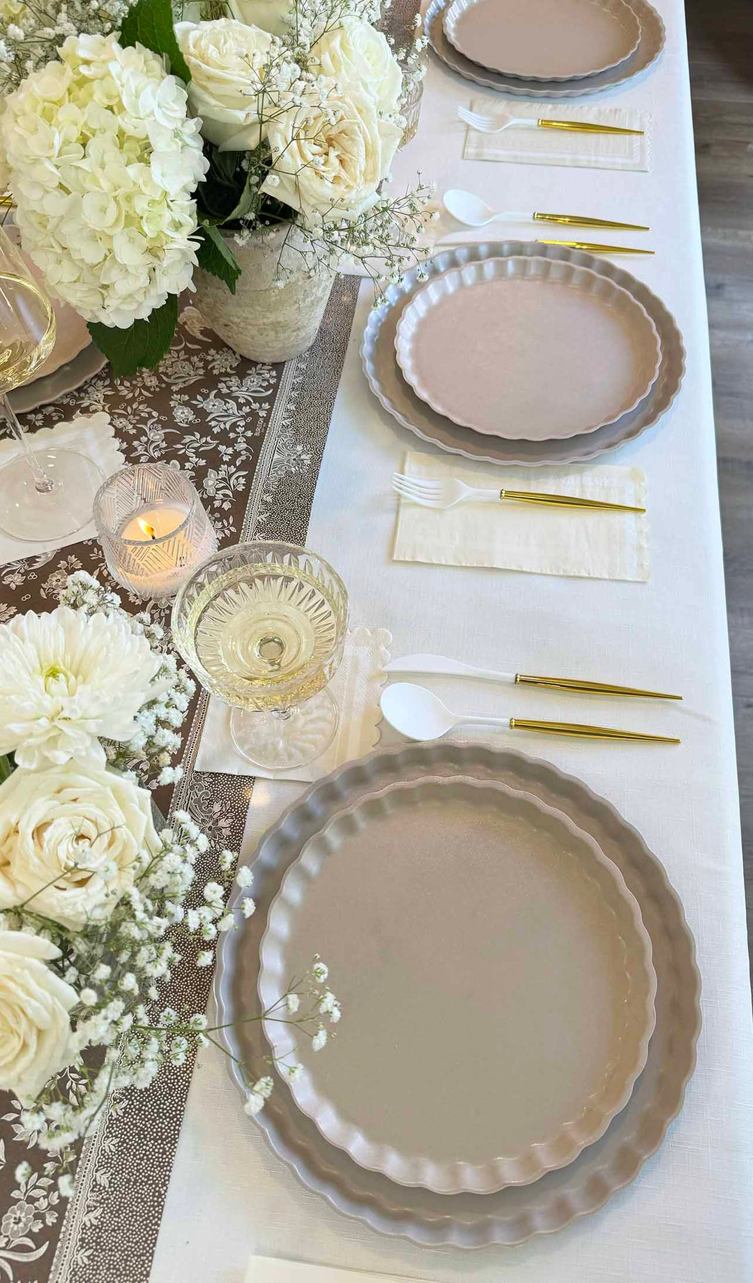 Royal Peacock Table Setting - Brown & Cream