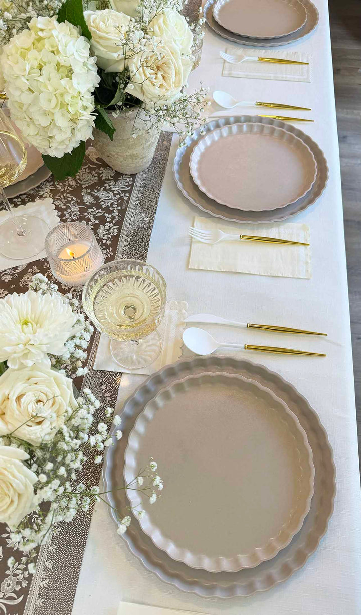 Royal Peacock Table Setting - Brown & Cream