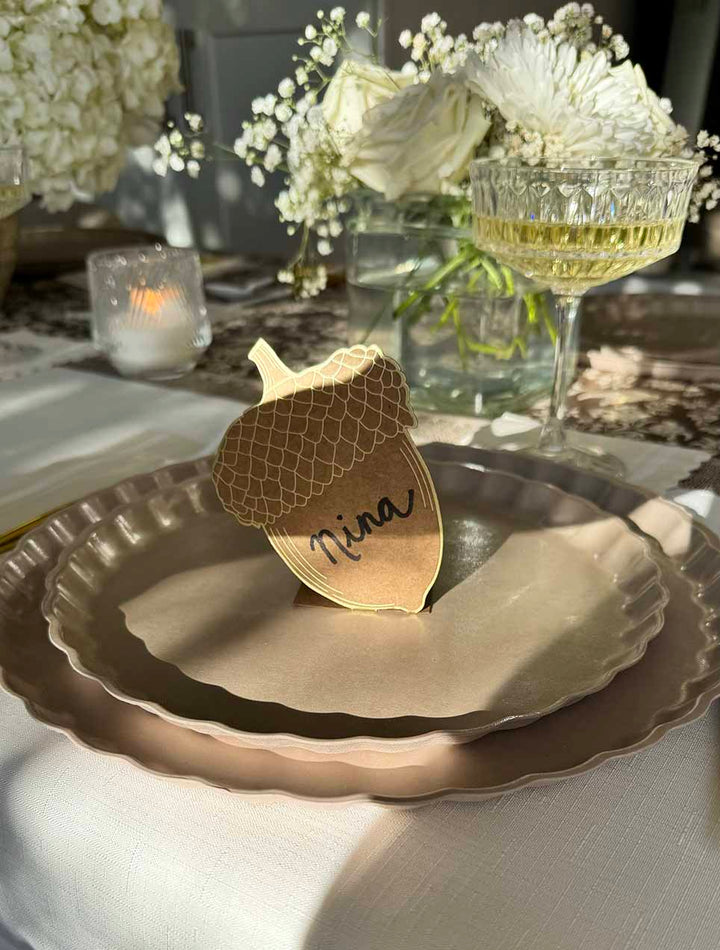Royal Peacock Table Setting - Brown & Cream