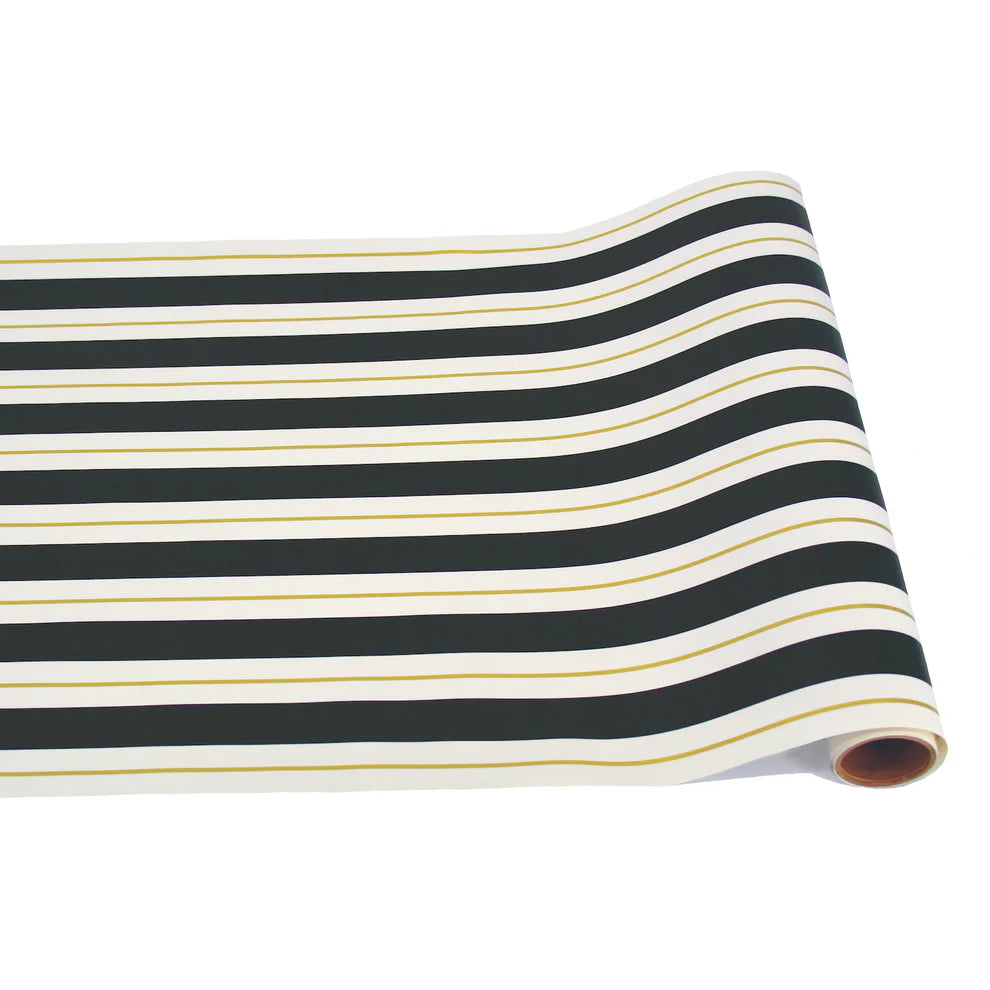 Black & Gold Awning Stripe Runner - 20" x 25'