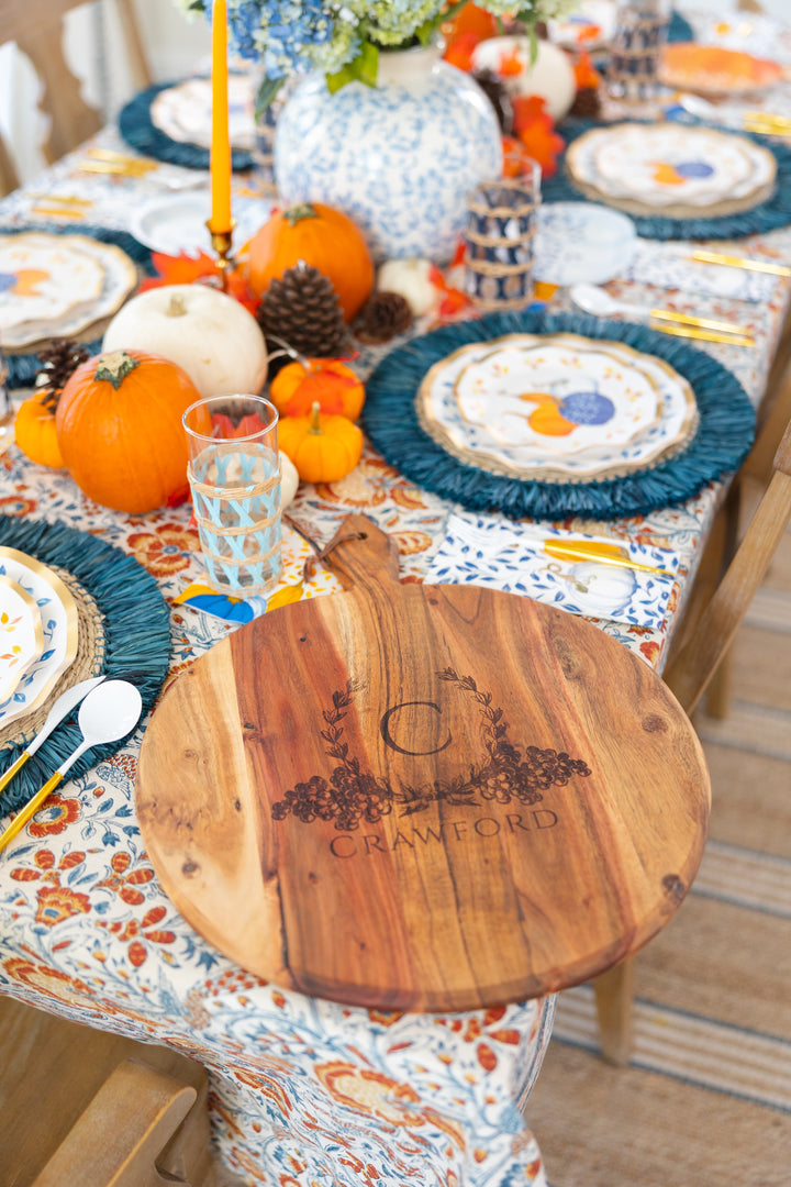 Acacia Heirloom Board w/ Handle Round | Personalize | 20 x 16"