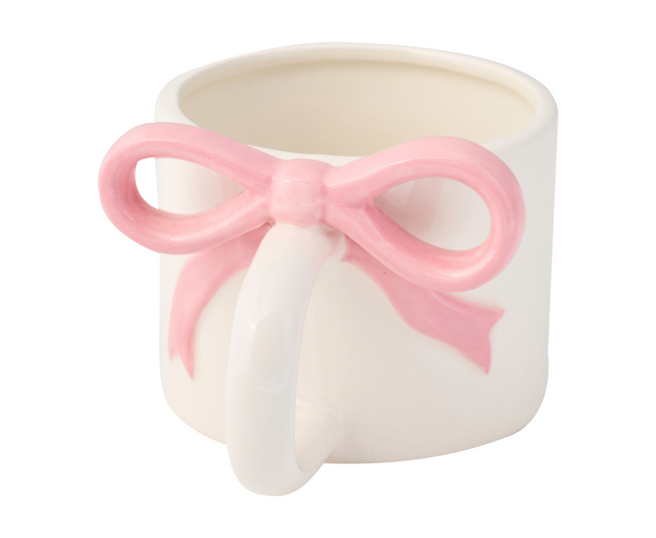 Ceramic Pink Bow on Handle Mug, 12oz