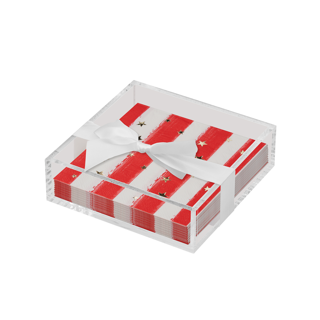 Patriotic Cocktail Napkin with Napkin Tray