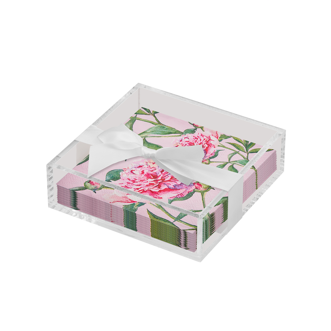 Floral Cocktail Napkin with Napkin Tray