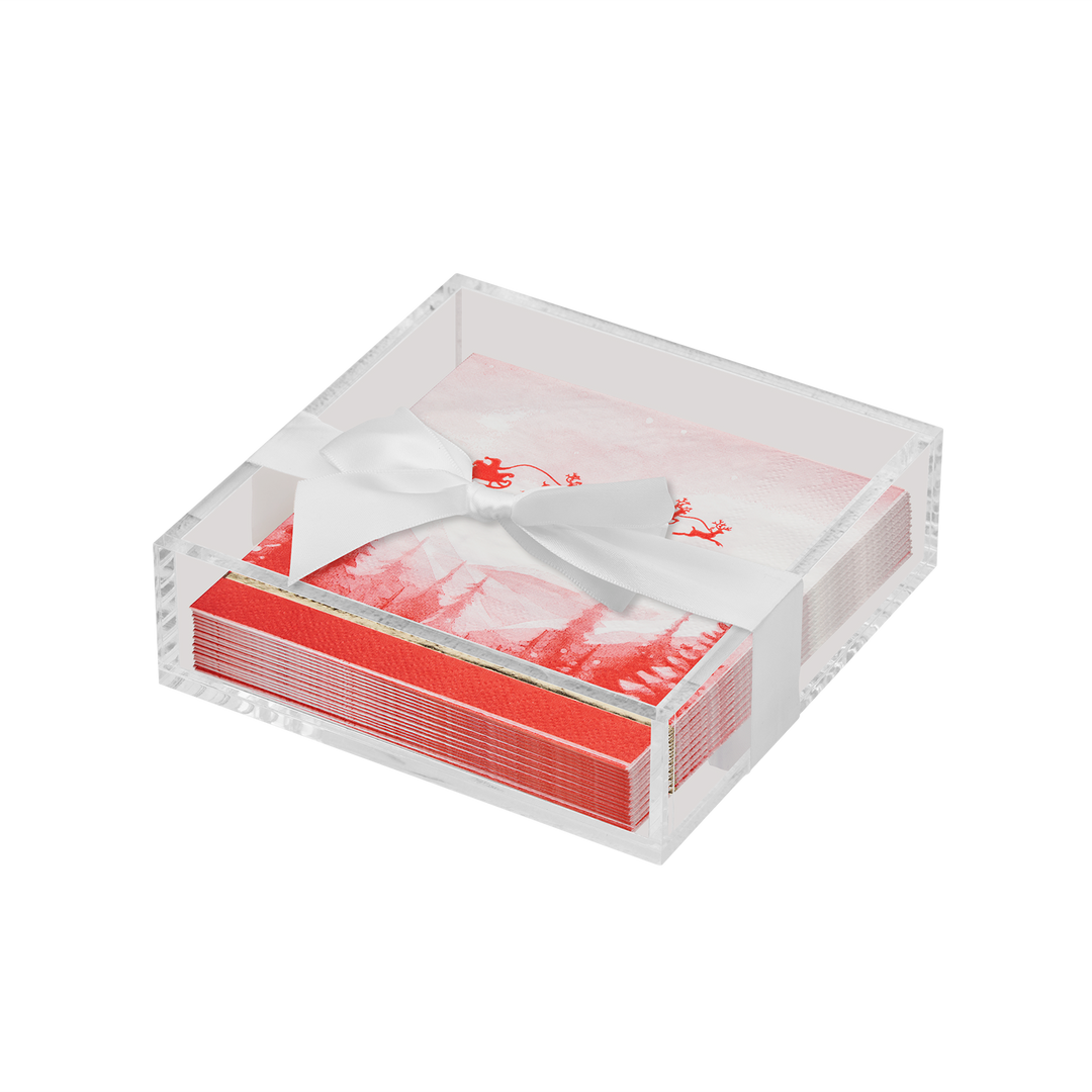 Christmas Cocktail Napkin with Napkin Tray