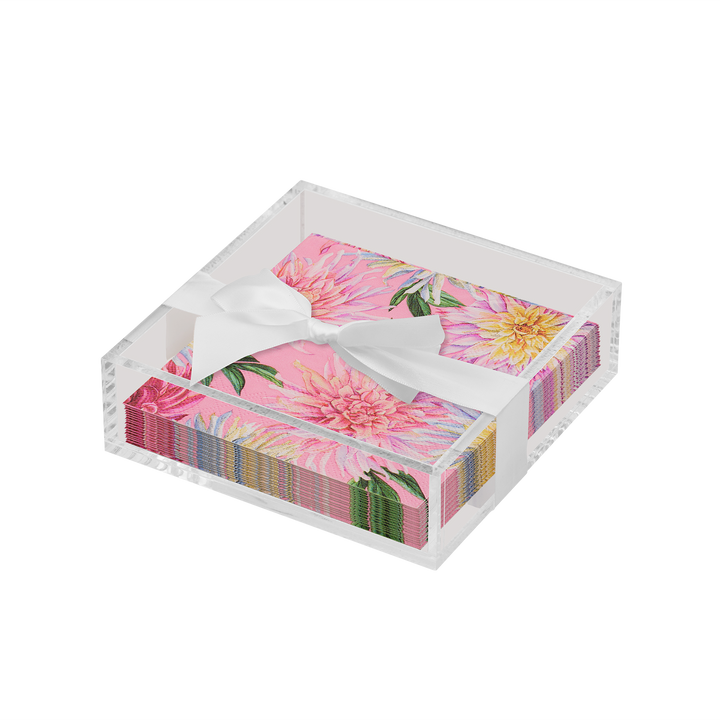 Floral Cocktail Napkin with Napkin Tray