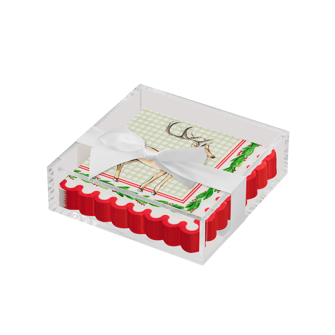 Christmas Cocktail Napkin with Napkin Tray