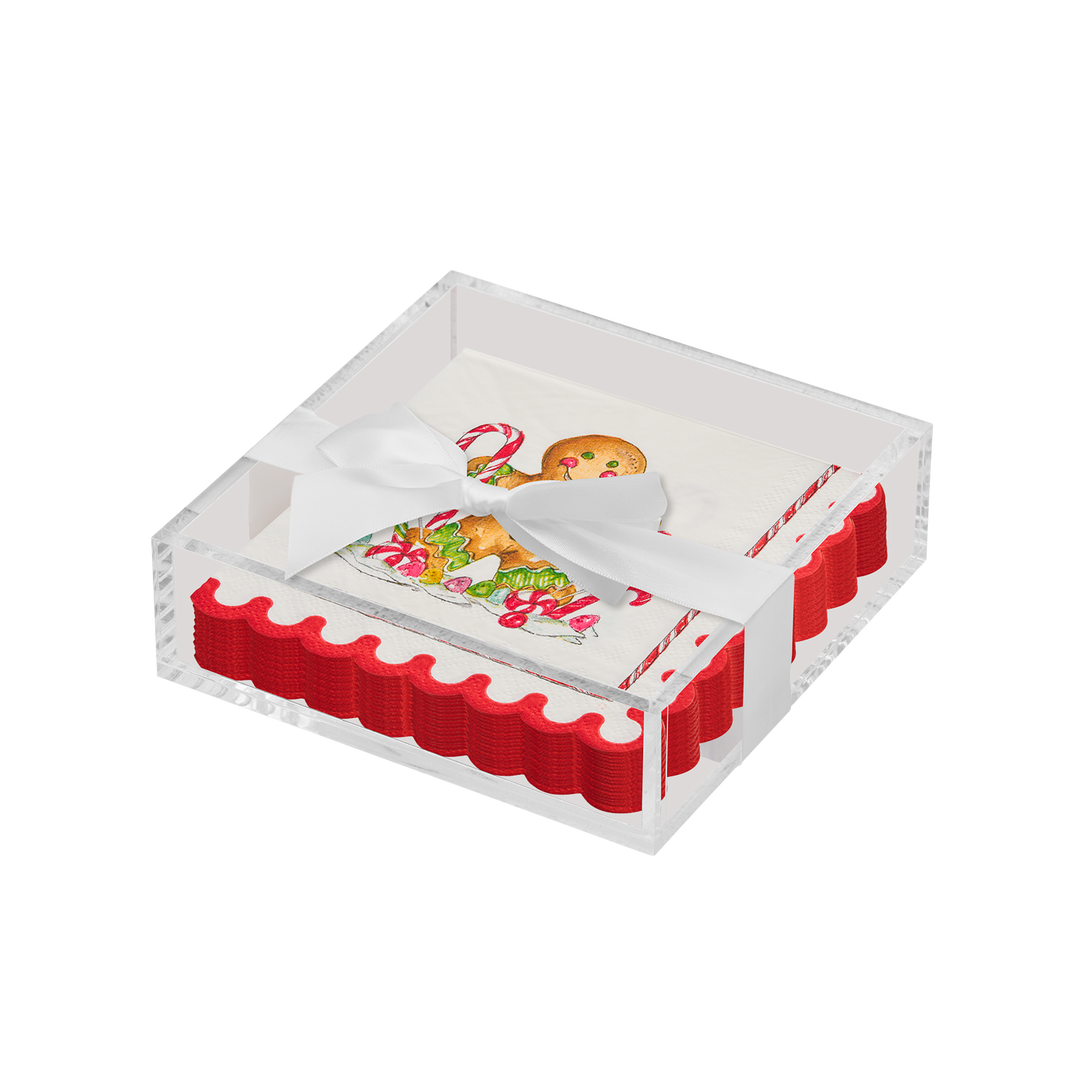 Christmas Cocktail Napkin with Napkin Tray