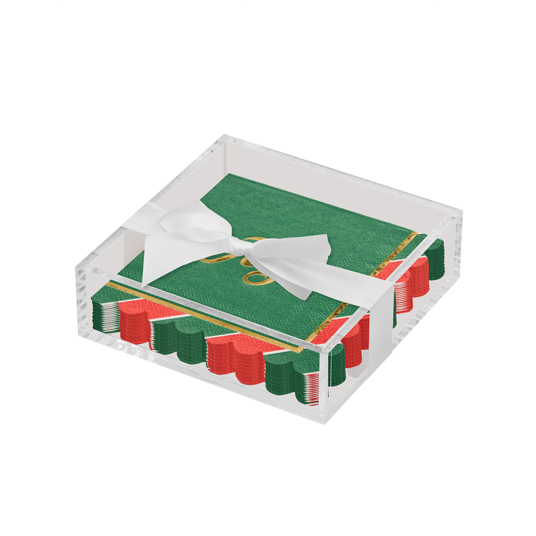 Christmas Cocktail Napkin with Napkin Tray