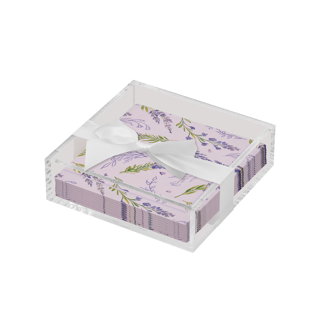 Floral Cocktail Napkin with Napkin Tray