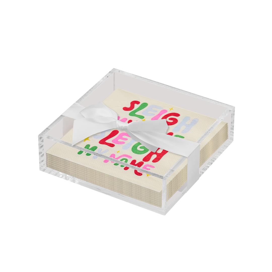 Christmas Cocktail Napkin with Napkin Tray