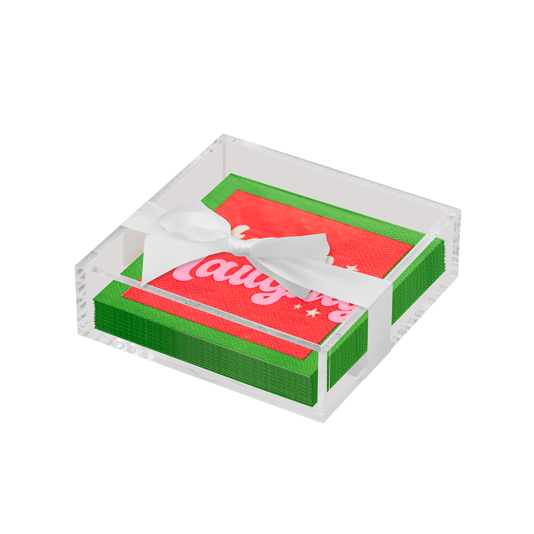 Christmas Cocktail Napkin with Napkin Tray