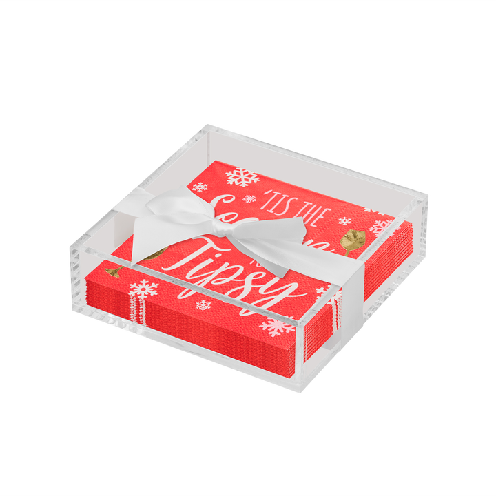 Christmas Cocktail Napkin with Napkin Tray