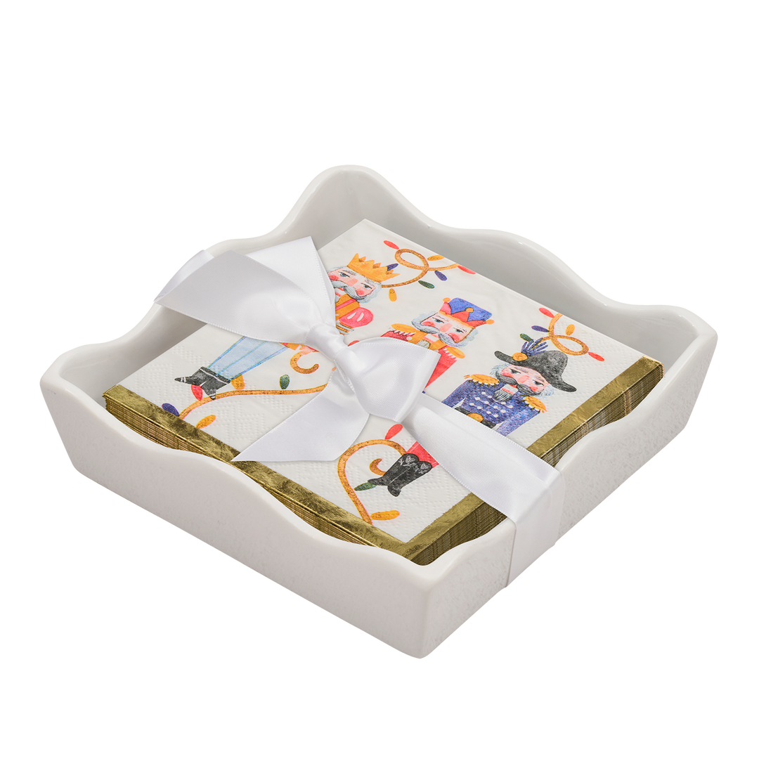 Christmas Cocktail Napkin with Napkin Tray
