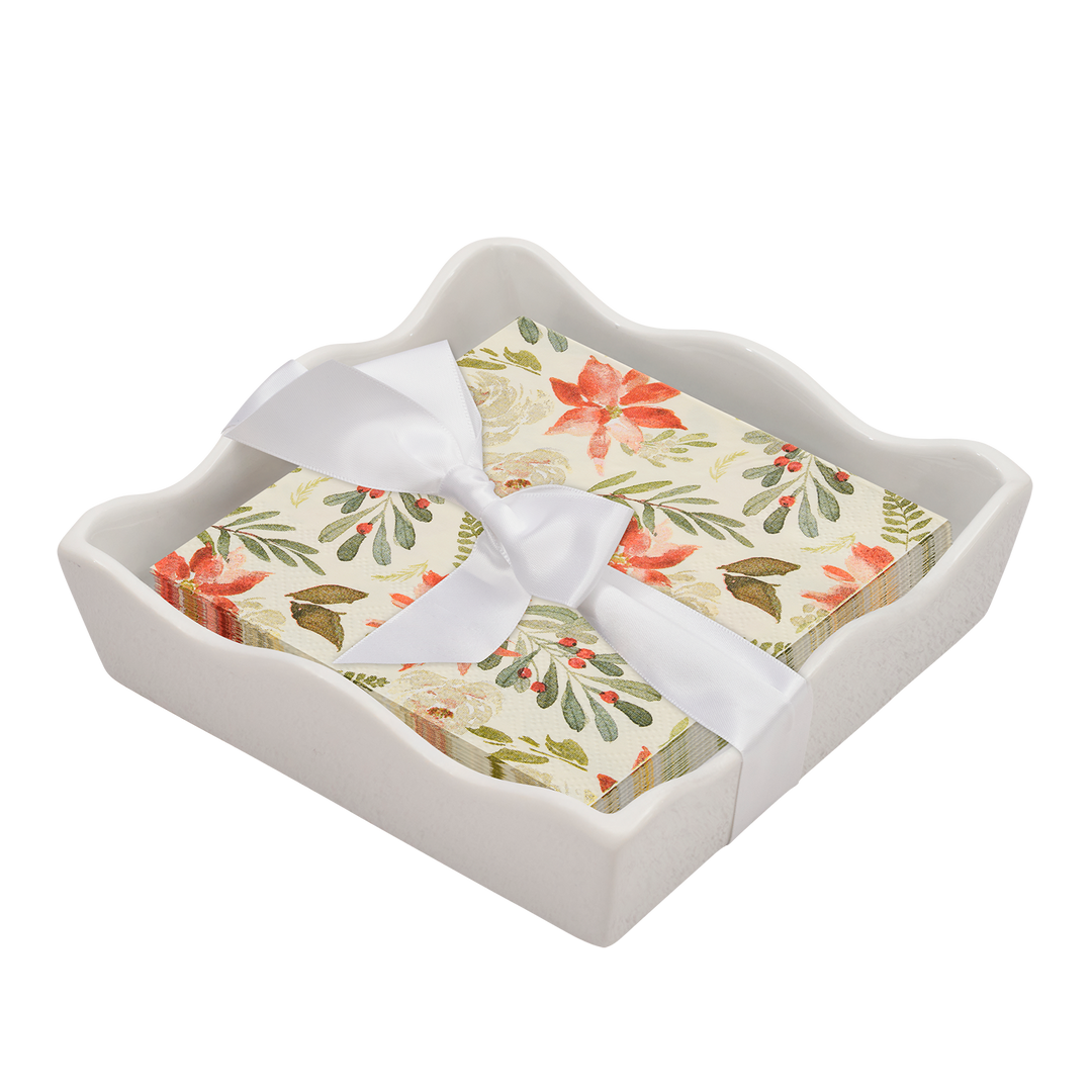 Christmas Cocktail Napkin with Napkin Tray