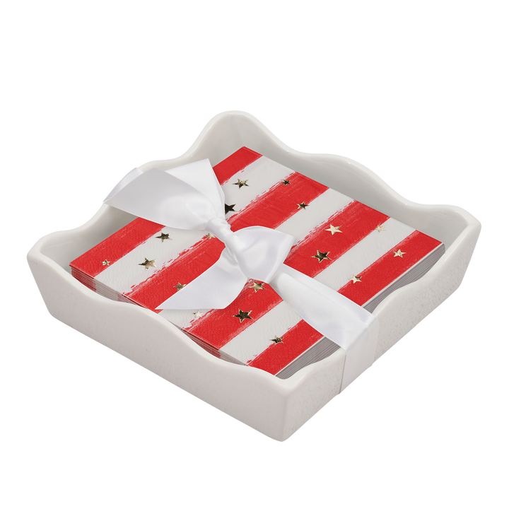 Patriotic Cocktail Napkin with Napkin Tray