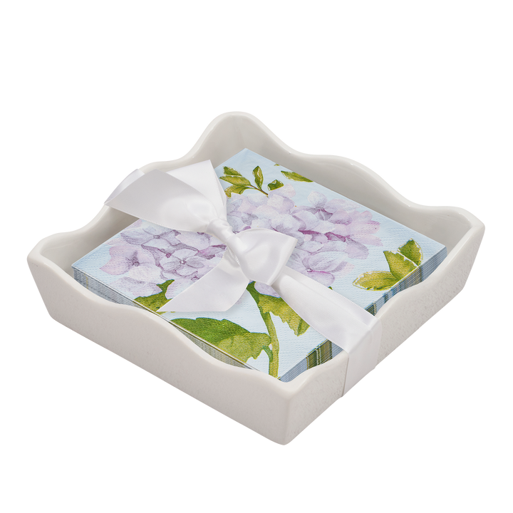 Floral Cocktail Napkin with Napkin Tray