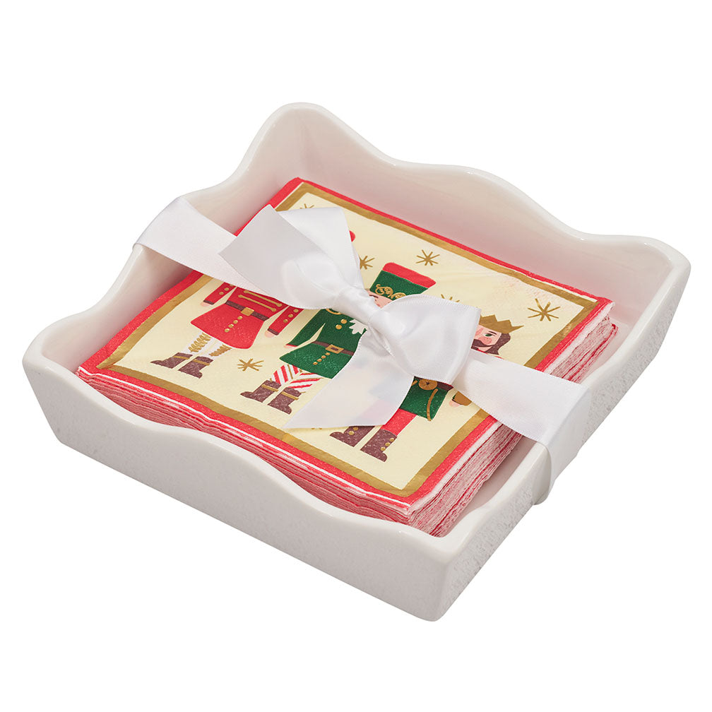 Christmas Cocktail Napkin with Napkin Tray