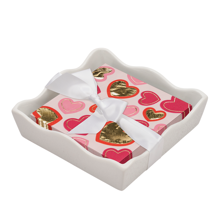 Valentines Day Cocktail Napkin with Napkin Tray