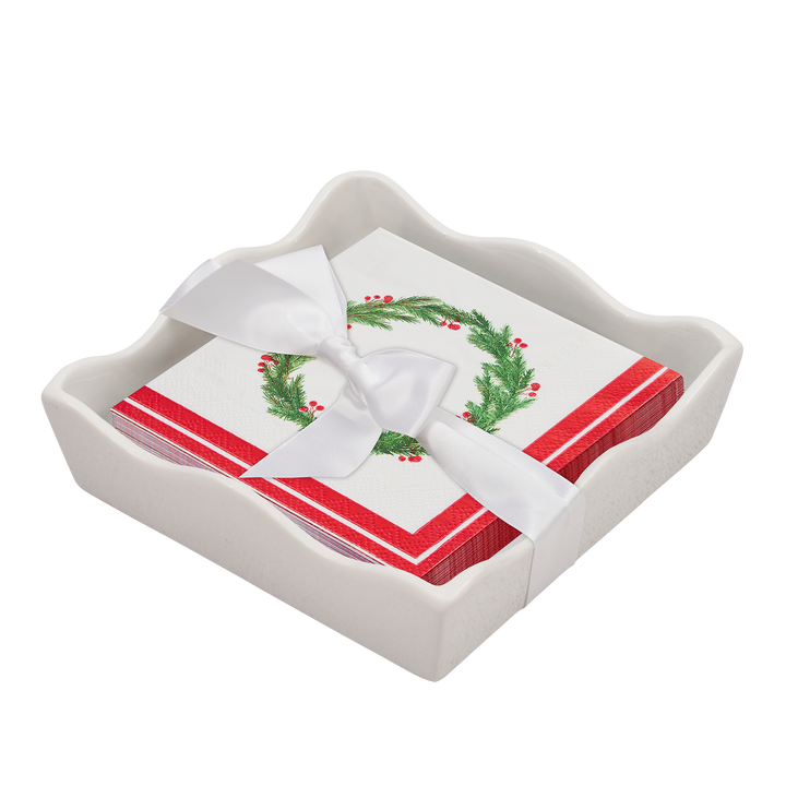 Christmas Cocktail Napkin with Napkin Tray