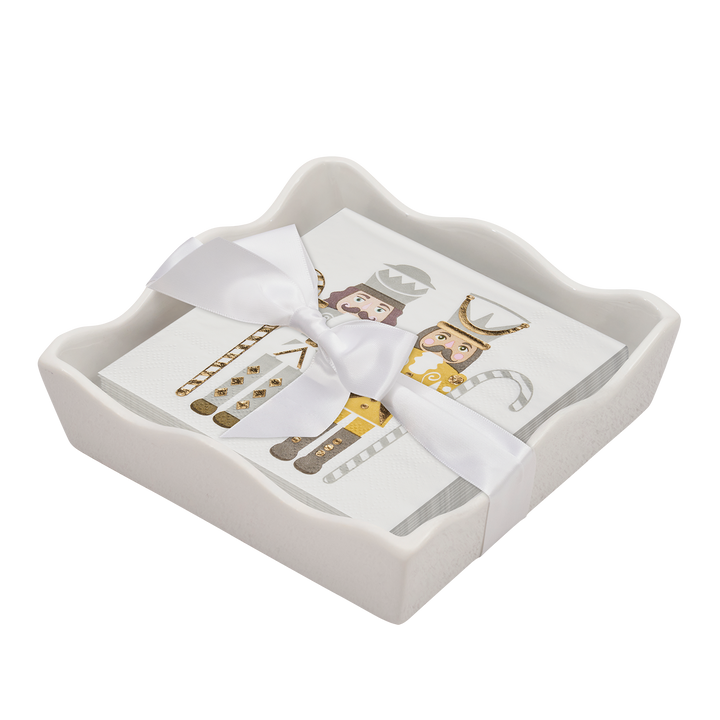 Christmas Cocktail Napkin with Napkin Tray
