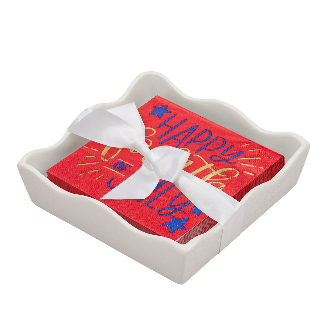 Patriotic Cocktail Napkin with Napkin Tray