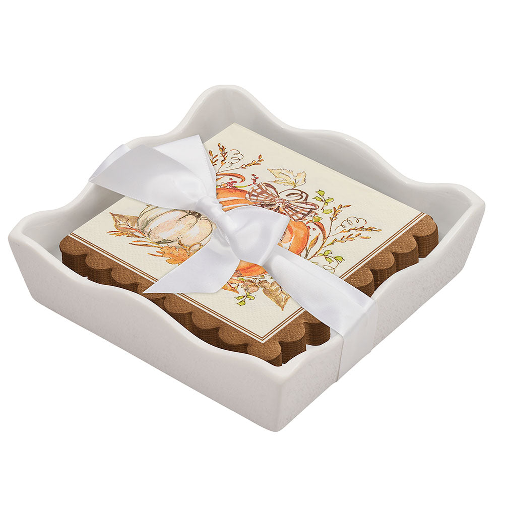 Harvest Cocktail Napkin with Napkin Tray