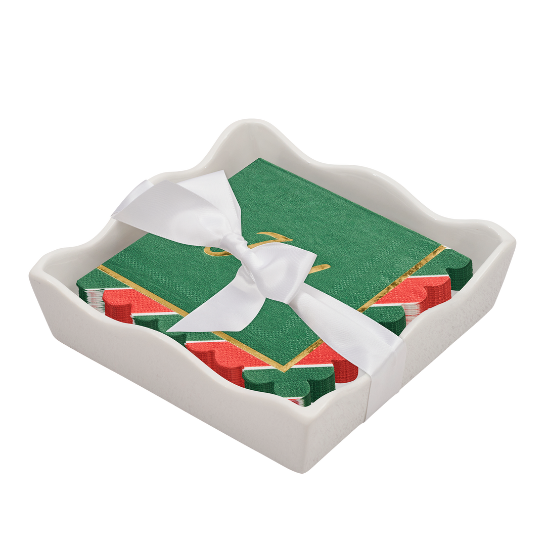 Christmas Cocktail Napkin with Napkin Tray