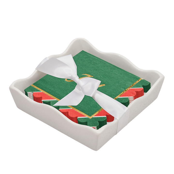 Christmas Cocktail Napkin with Napkin Tray