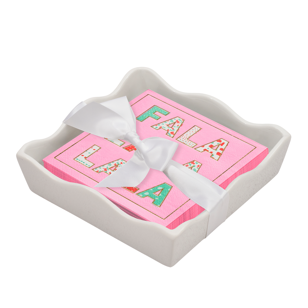 Christmas Cocktail Napkin with Napkin Tray