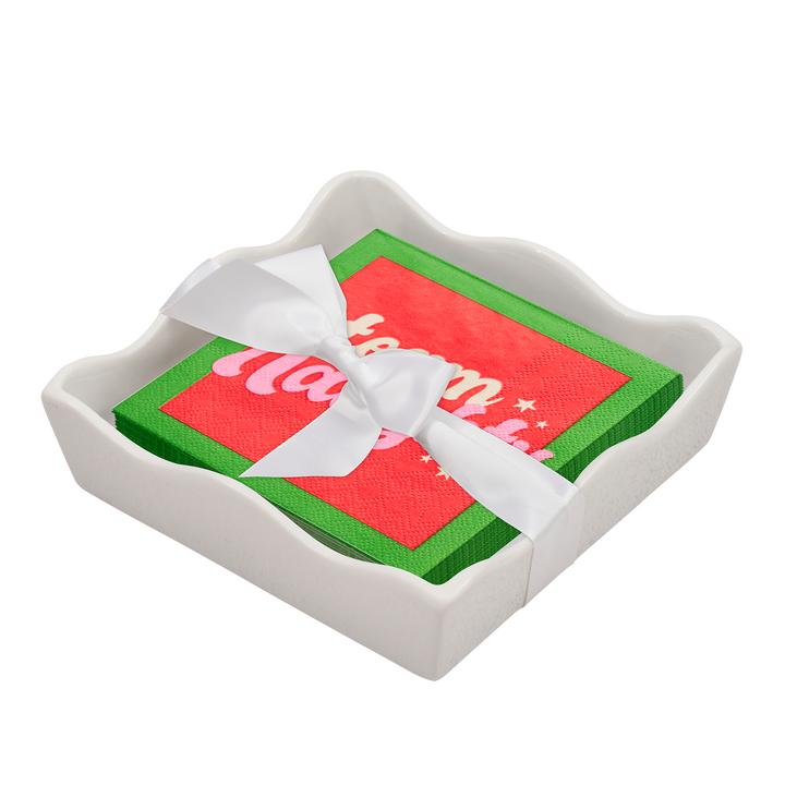 Christmas Cocktail Napkin with Napkin Tray