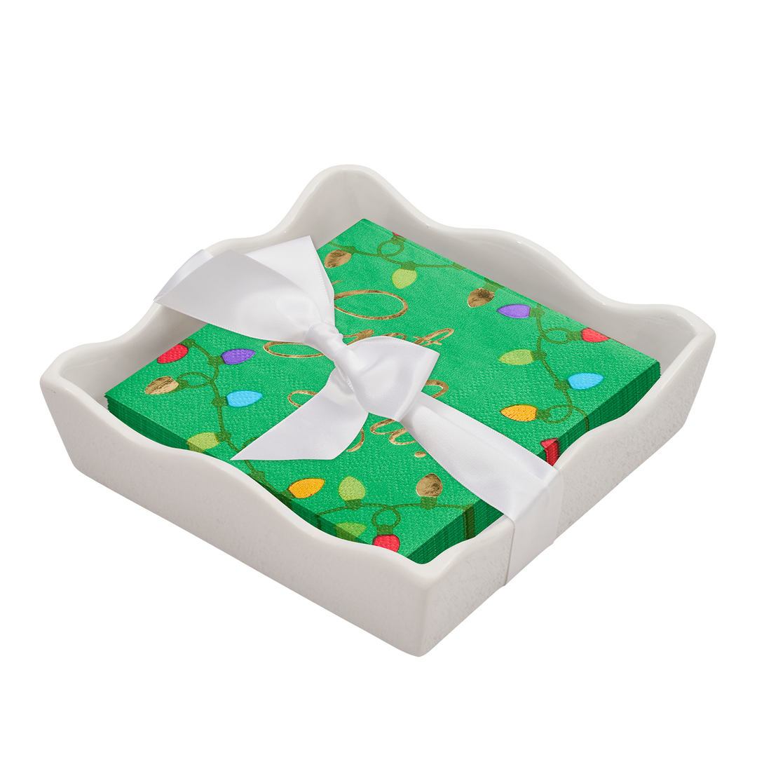 Christmas Cocktail Napkin with Napkin Tray