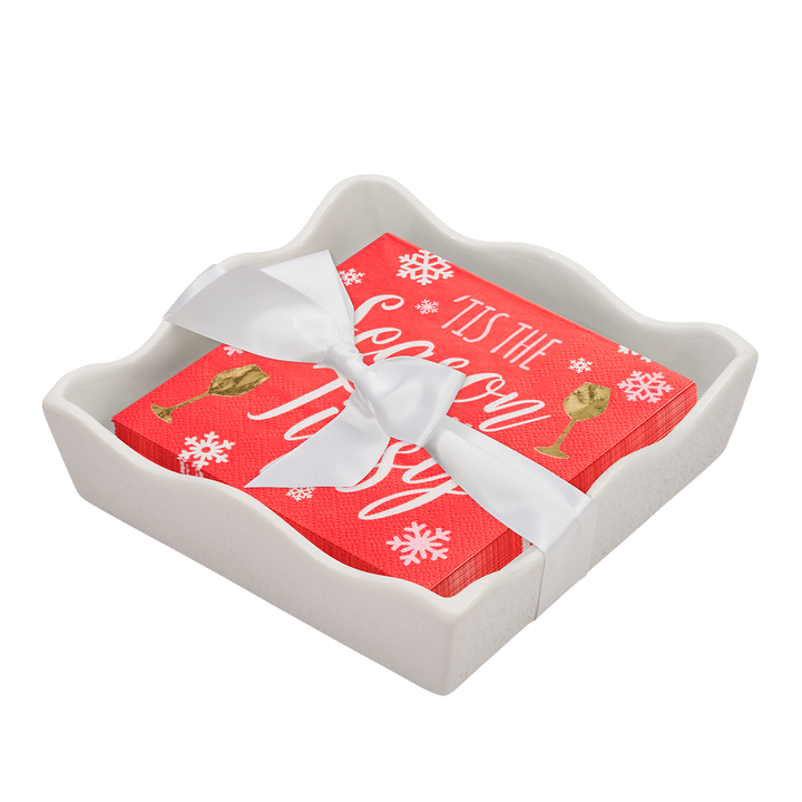 Christmas Cocktail Napkin with Napkin Tray
