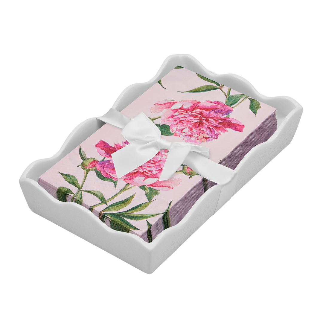 Floral Guest Towel with Napkin Tray