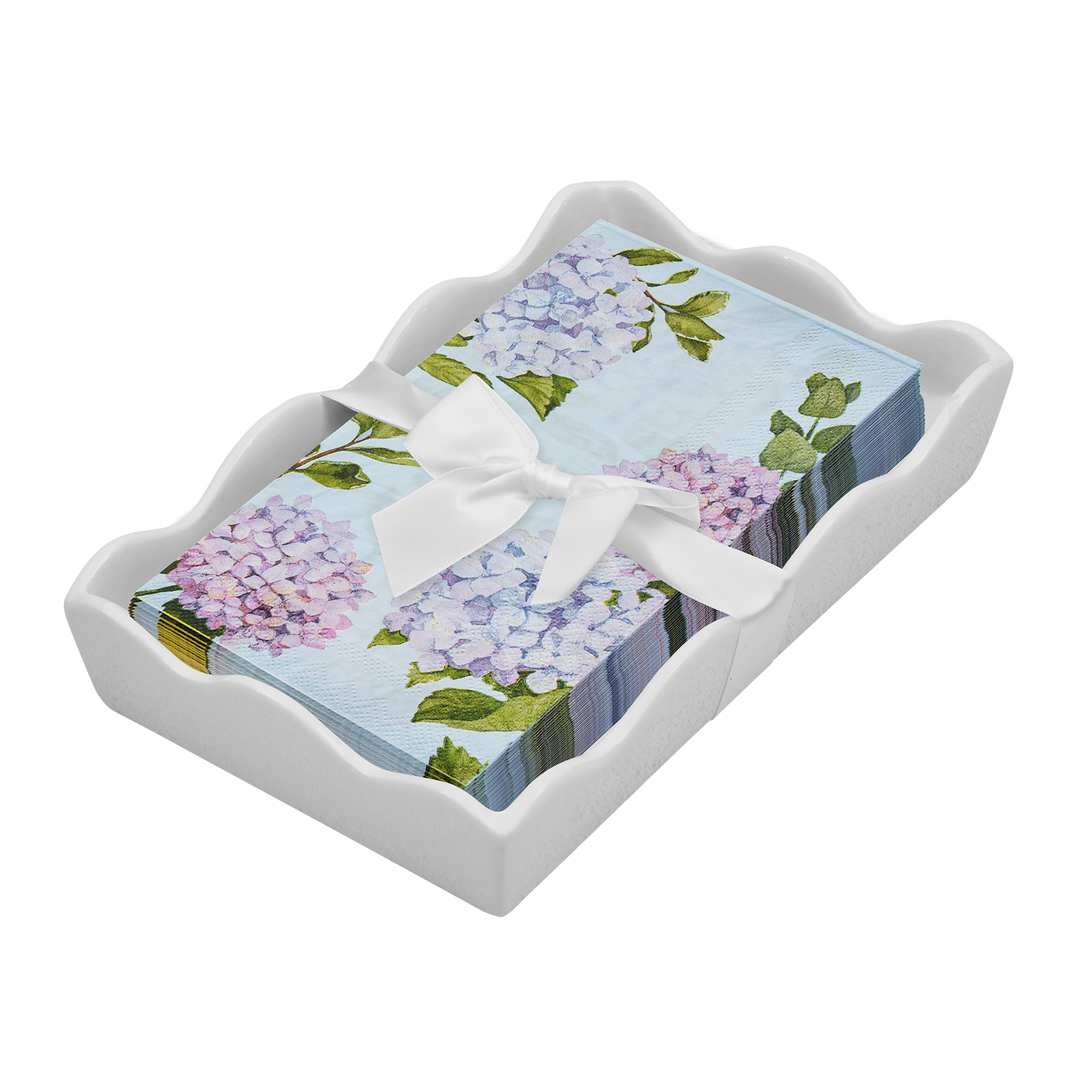 Floral Guest Towel with Napkin Tray