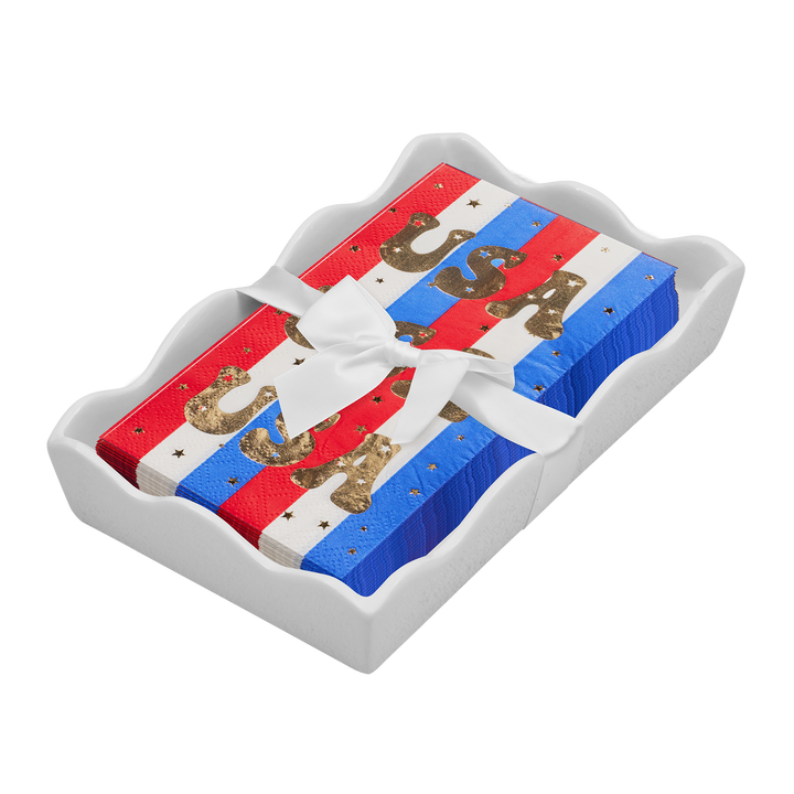 Patriotic Guest Towel with Napkin Tray