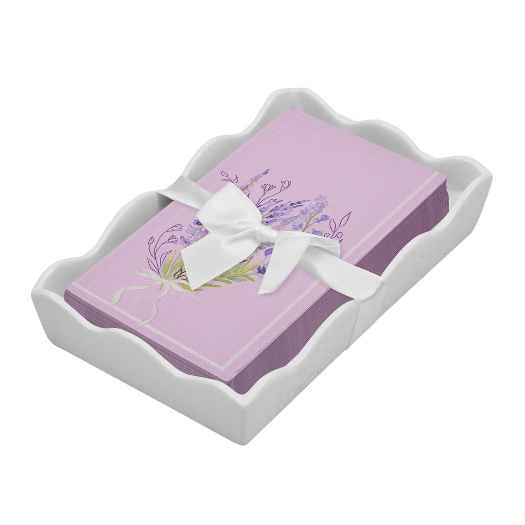 Floral Guest Towel with Napkin Tray